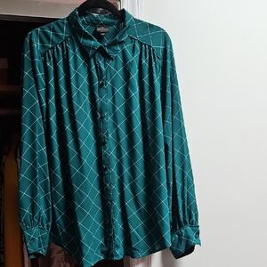 Worthington Teal Checkered Blouse***BUNDLE FOR EXTRA DISCOUNT ***